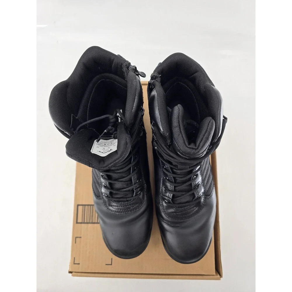 Bates Tactical Boots Mens 9.5 Black Side Zip Lace Up Leather Nylon -Good